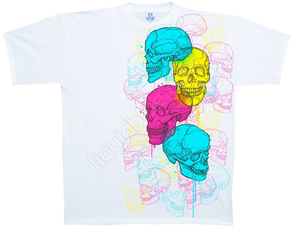 Купить Liquid Blue Футболка Cranium Collage - Коллаж из разноцветных черепов