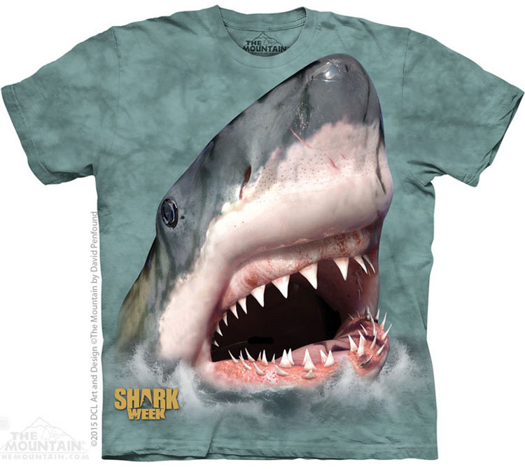 Купить The Mountain Футболка Sharktastic Green - Морда акулы